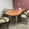 7ft Knoll Medium Maple Boardroom Table w/ Silver Post Legs